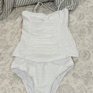 white textured tankini